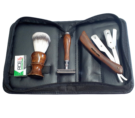 Medluxy - Shaving set incl. case [Barber set, Safety razor, Shaving brush, Classic razor]