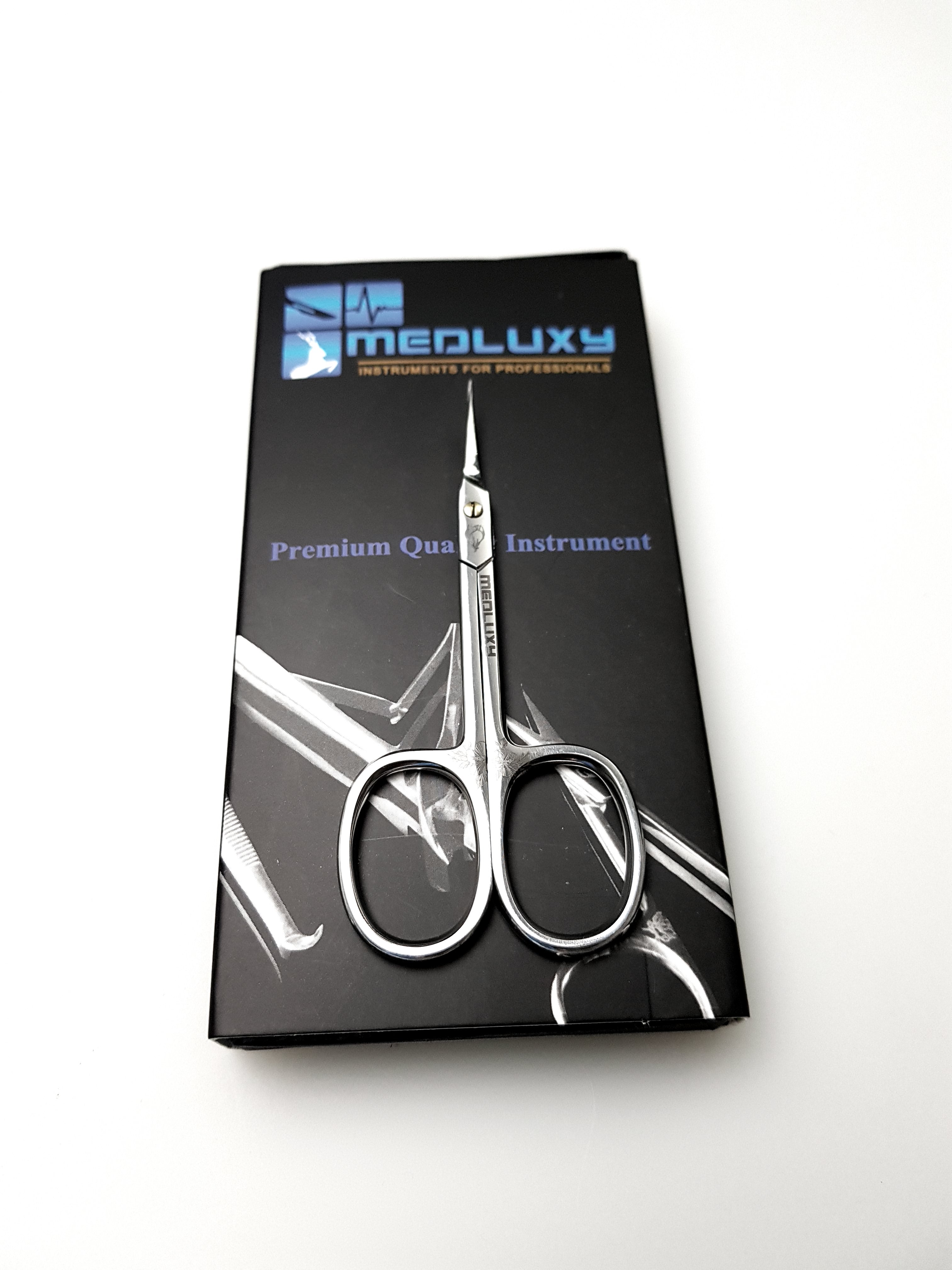 Medluxy Pro - Cuticle Scissors - Curved - Micro Fine Point / Sharp Point - 10 cm - (Skin and Skin Scissors, Cuticle Clippers, Cuticle Scissor, Cuticle Removal) [ PM0015 ]