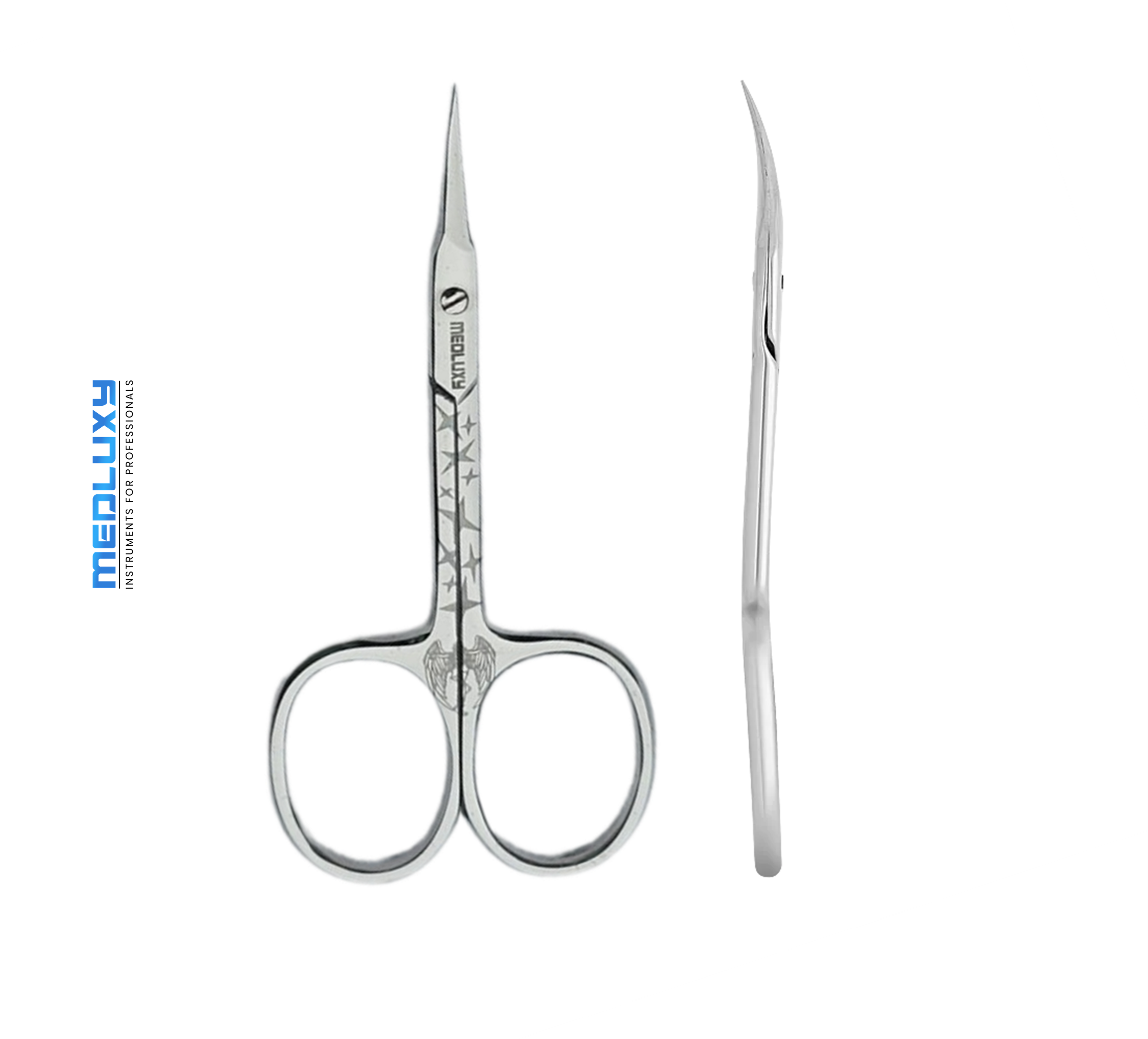 Medluxy Expert - Nagelriemschaar - Gebogen - 9.5 cm - INOX ((huid- en vellenschaartje), Nagelriemknipper, Cuticle Cutter, nagelriem schaar) [PM0582]