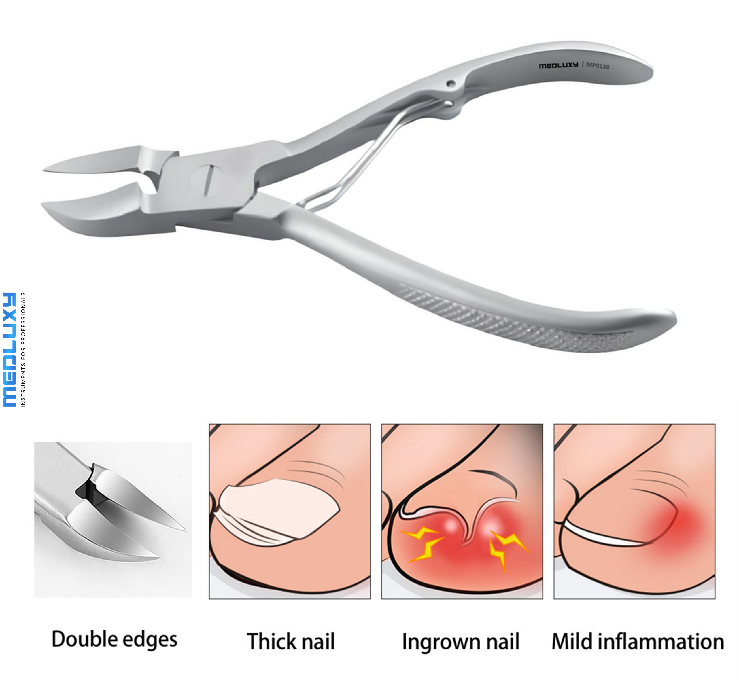 Medluxy - Nail clippers Hollow Jaw - 12 cm - bending spring - single spring - MP0138 [nail clipper]