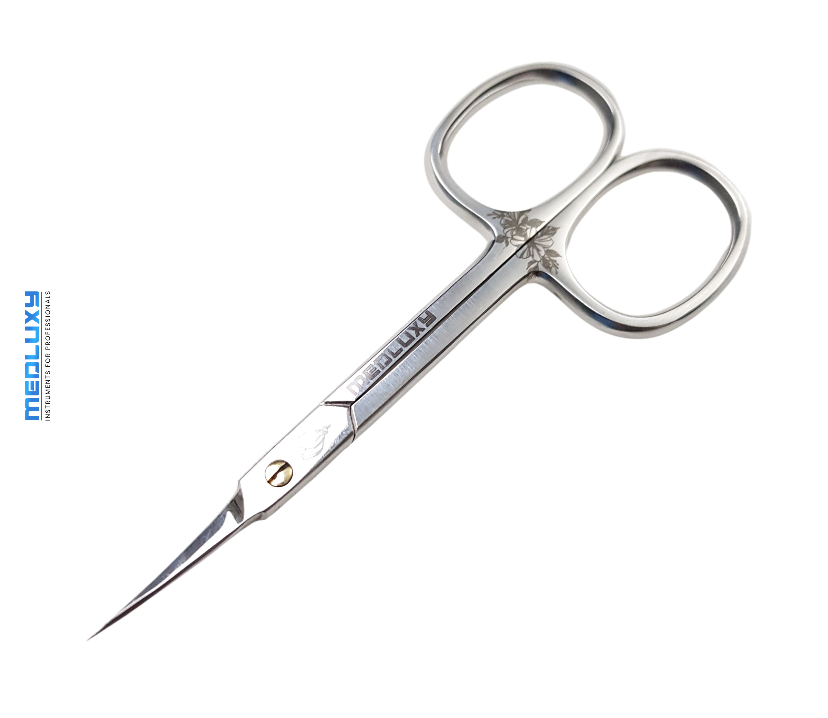 Medluxy semi Pro - Cuticle Scissors (Skin and Skin Scissors) - Curved - Pointed / Sharp Point - 10 cm - (Cuticle Clippers, Cuticle Cutter, for removing cuticles) [PM0005]