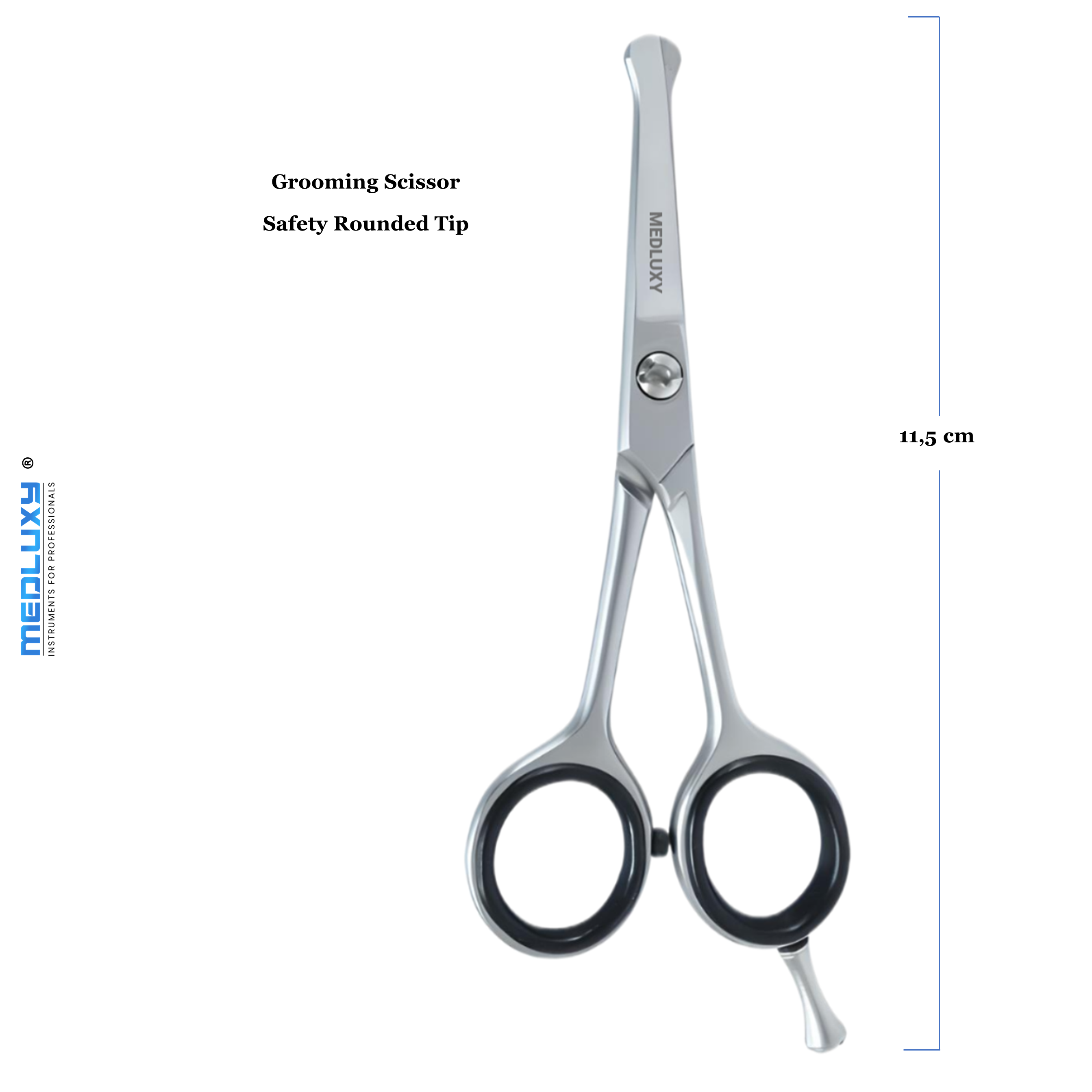 Medluxy Pet - Face and Paw Scissors - Straight - Rounded Blunt Point - 11.5 cm - [PS0611] (grooming scissors, fur scissors, animal scissors, dog scissors)