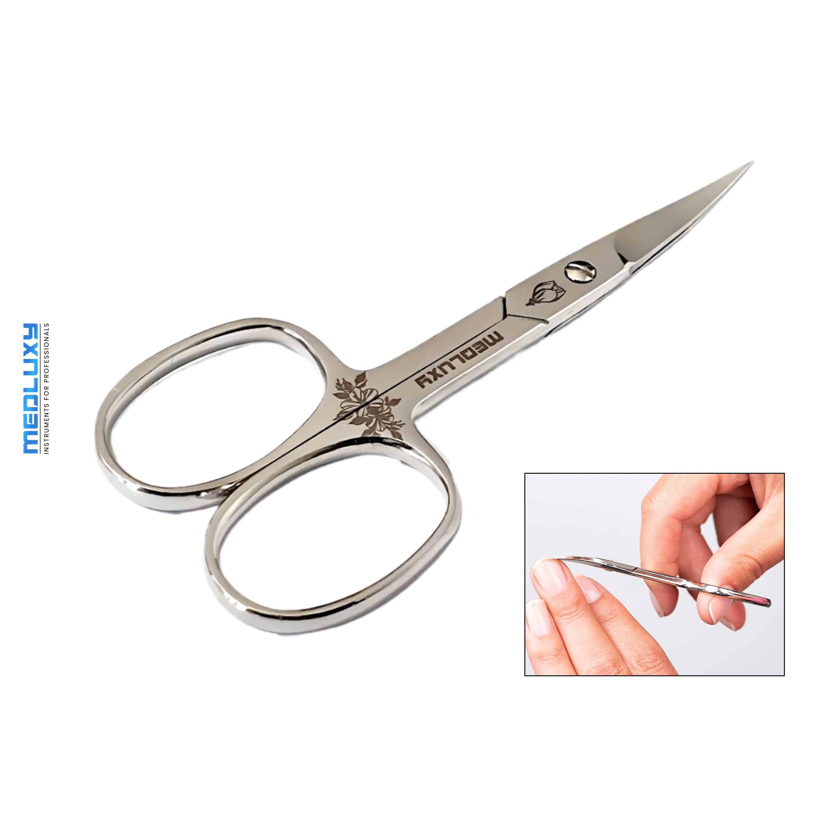 Medluxy Pro - Nail Scissors - 9.5 cm - Curved Cutting Edge (Sturdy Nail Scissors for Fingernails and Toenails, Pedicure - Manicure) [MP0569]