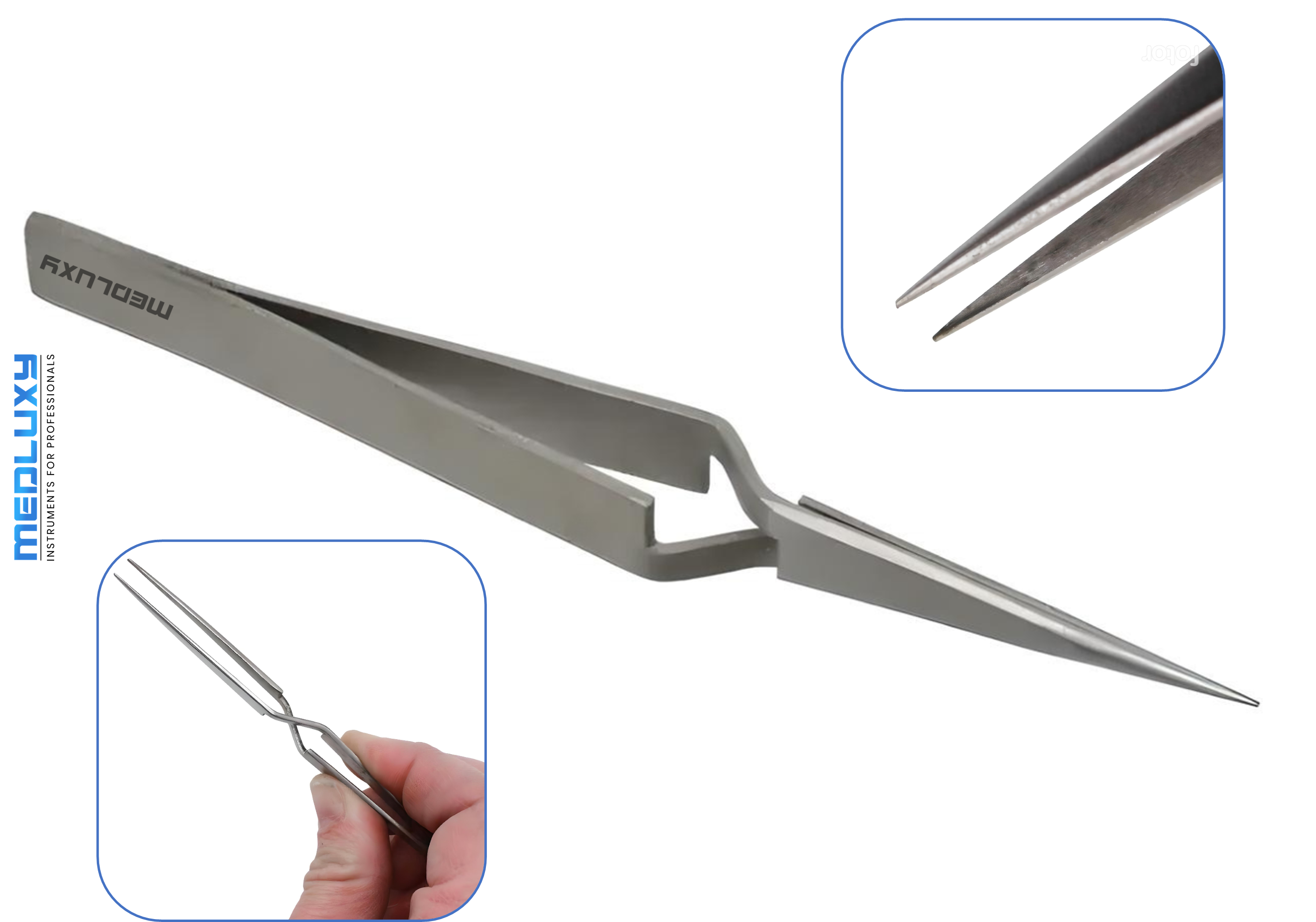 Medluxy Pro - Hobbypincet - 17 cm - klem pincet - recht - fijne punt