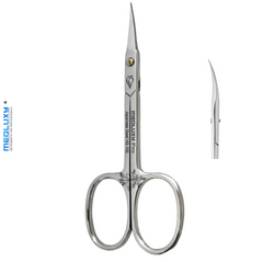 Medluxy semi Pro - Cuticle Scissors (Skin and Skin Scissors) - Curved - Pointed / Sharp Point - 10 cm - (Cuticle Clippers, Cuticle Cutter, for removing cuticles) [PM0005]