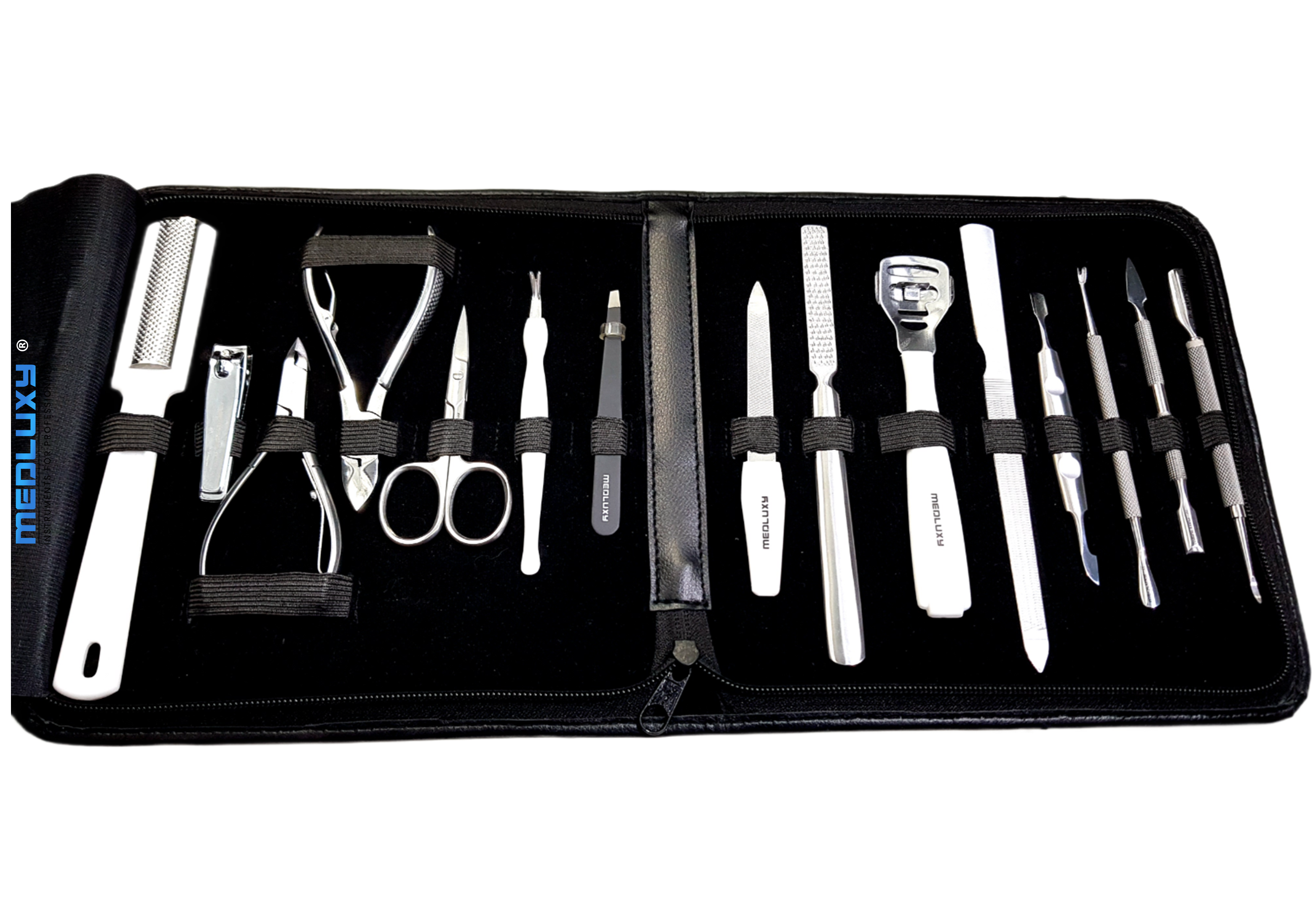 Medluxy - Pedicure - Manicure Set - 15-delig - incl. etui - VOORDEEL PAKKET - (nagelverzorging - hand en voetverzorging) PM0021