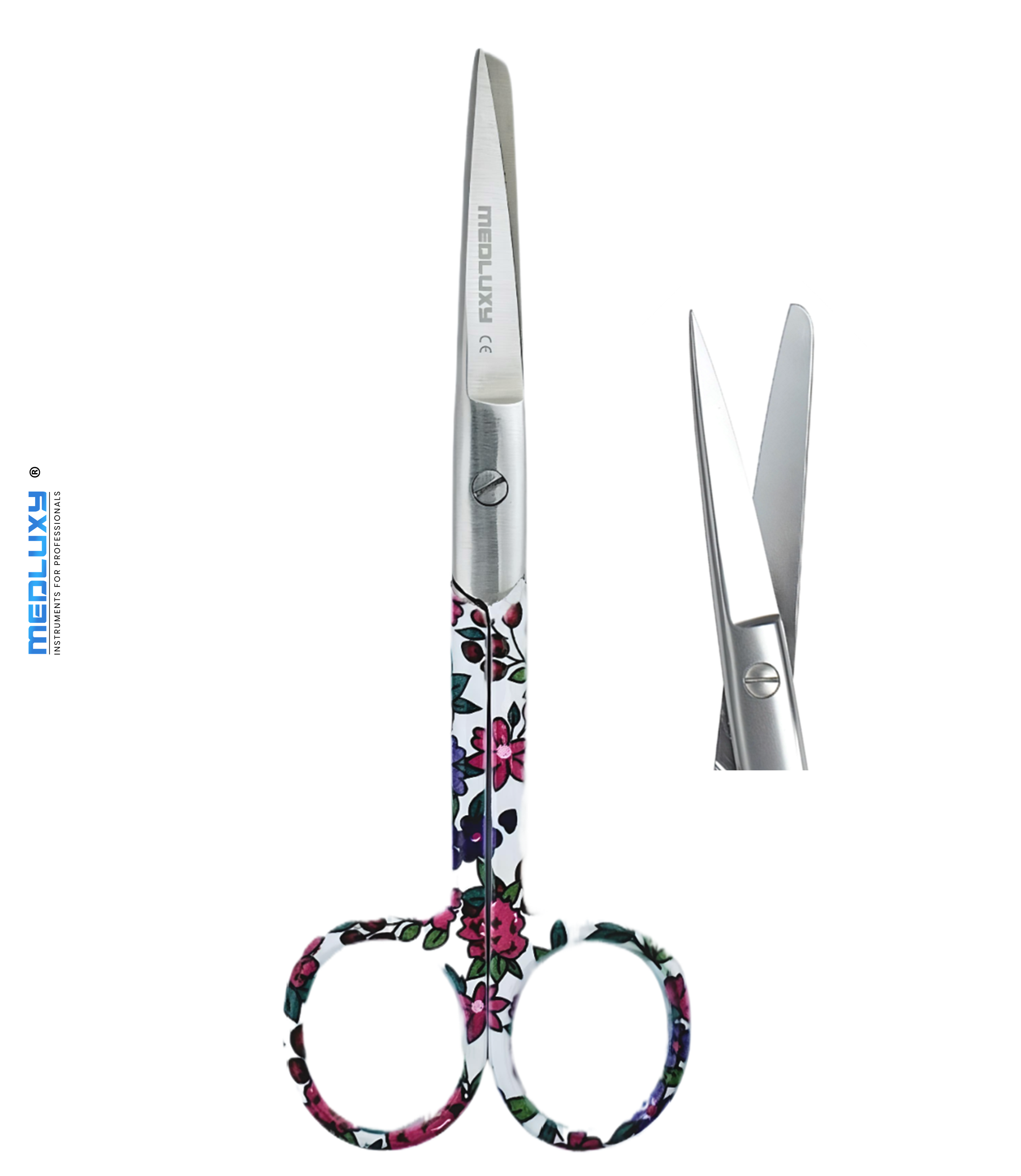 Medluxy - Nursing Scissors Set - High Quality Stainless Steel - Flower Print - Kocher Clamp Scissors Nursing Scissors Bandage Scissors - Nursing Accessories - Gift - First Aid