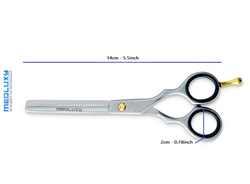 Medluxy Ergo Style - Coupeschaar - 5.5 inch - 14 cm - 29 Tanden - Rechtshandig [Uitdunschaar - Stijlingschaar - Kappersschaar - Snor - baard schaar]