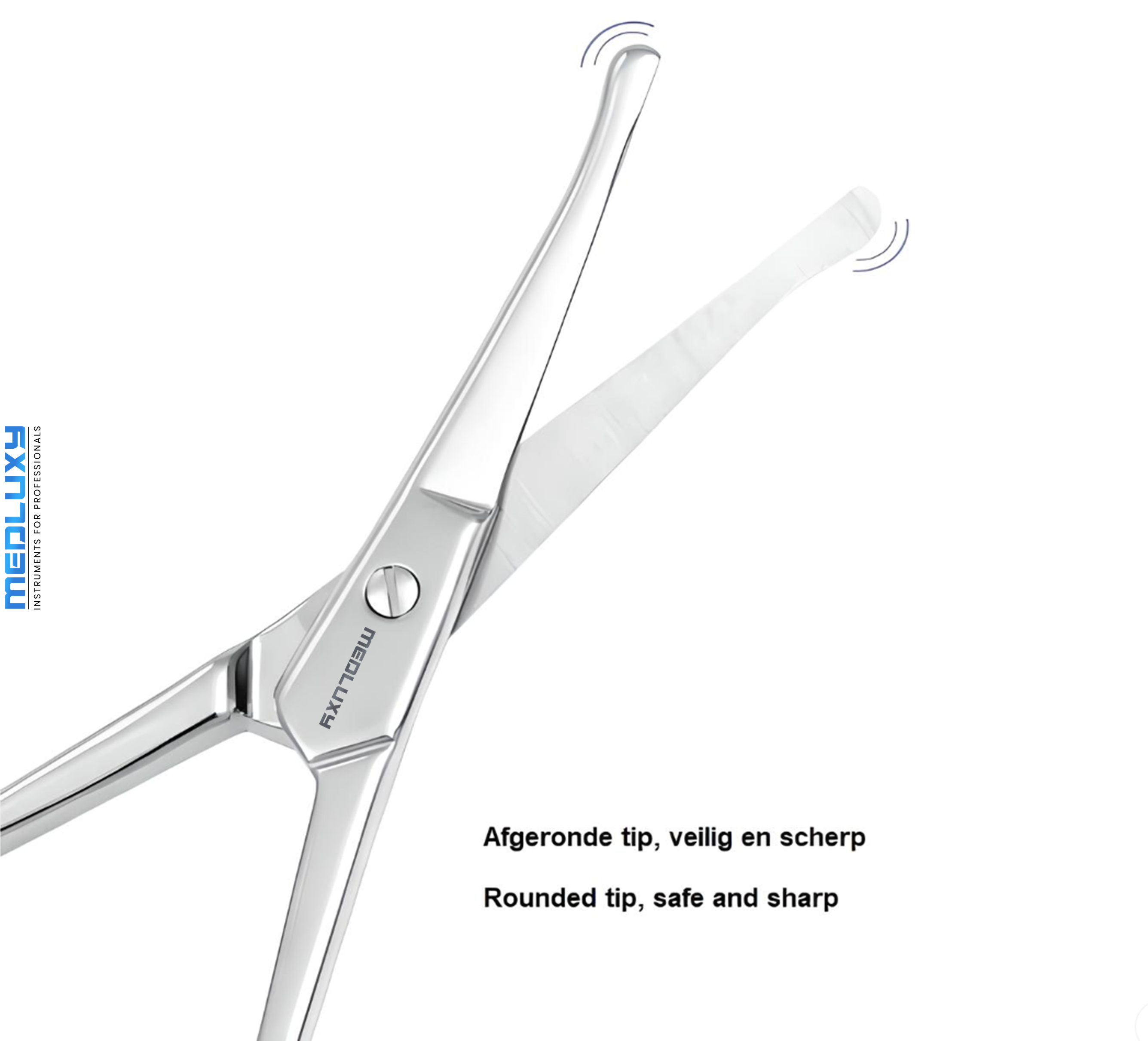 Medluxy - Gezichthaar Schaar - voor knippen van Neus, Wenkbrauw, Snor, Baard, Oorhaar - Rechte Schaarbladen - Rechtshandig - 11 cm - stompe punt (baardschaar, snorschaar, wenkbrauw schaartje)