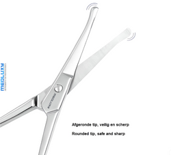 Medluxy - Facial Hair Scissors - for cutting Nose, Eyebrow, Moustache, Beard, Ear Hair - Straight Blades - Right-handed - 11 cm - blunt tip (beard scissors, moustache scissors, eyebrow scissors)