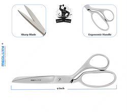 Medluxy Pro - Fabric Scissors - Professional - 9 inch / 23 cm - Right-handed - Stainless Steel - Heavy Quality - Hand Made (Tailor's Scissors, Fabric Scissors, Dressmaker's Scissors) [MH0605]