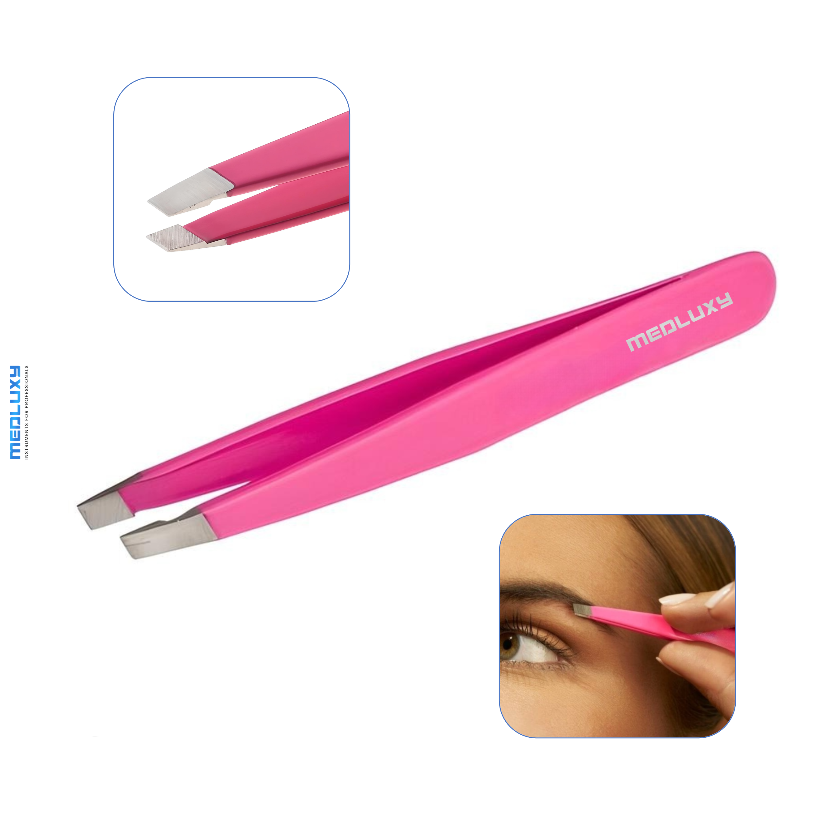 Medluxy Pro Precision - Mini Slant Tweezer - 7 cm - Pink - EP0542 (epilating tweezers - epilating tweezers)