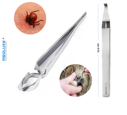 Medluxy - Tick Tweezers (Tick Tweezers) - High Quality - 13.5 cm - First Aid, Nurses and Doctors - Medical Tick Removal