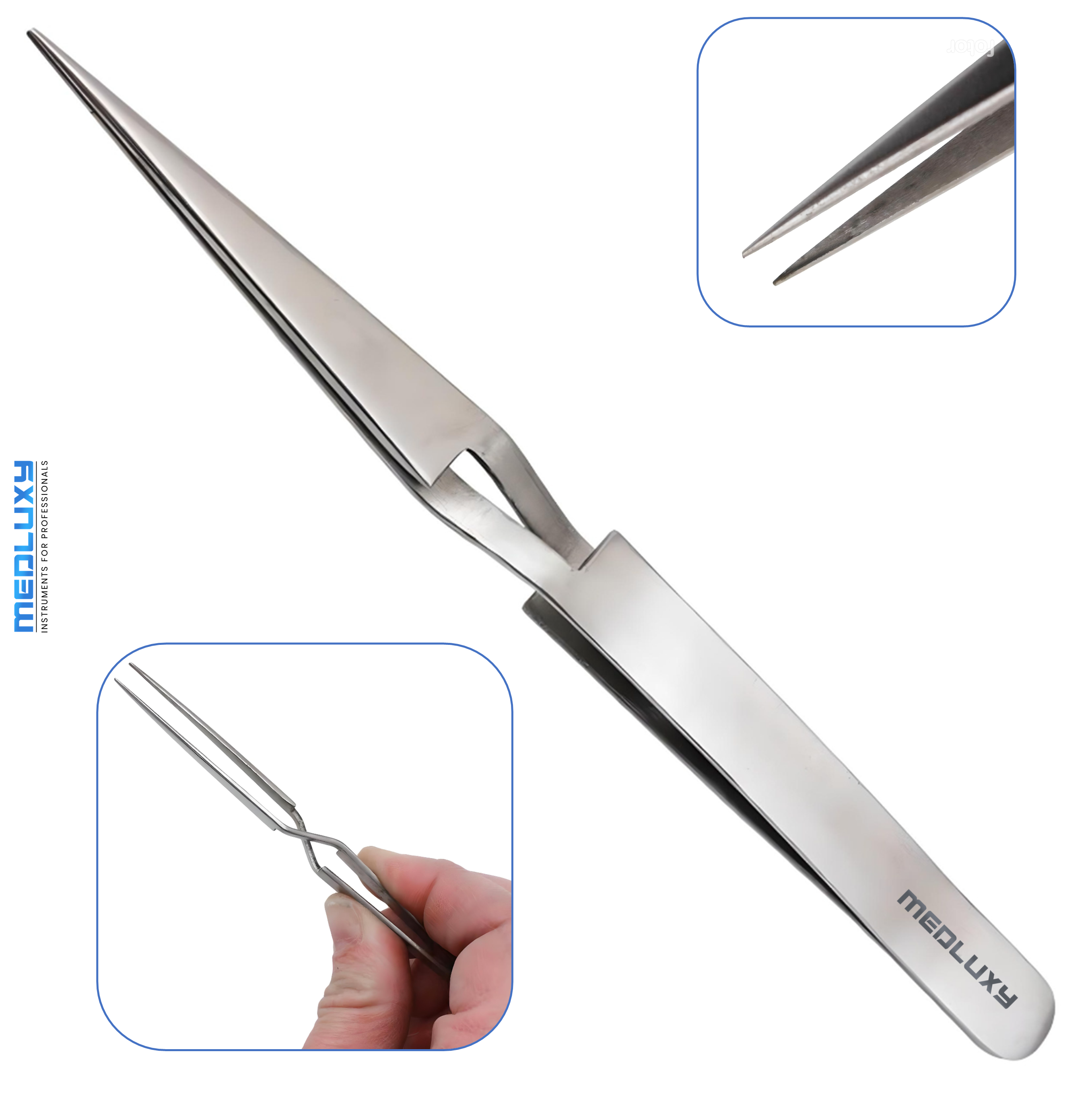 Medluxy Pro - Hobbypincet - 12 cm - klem pincet - recht - fijne punt