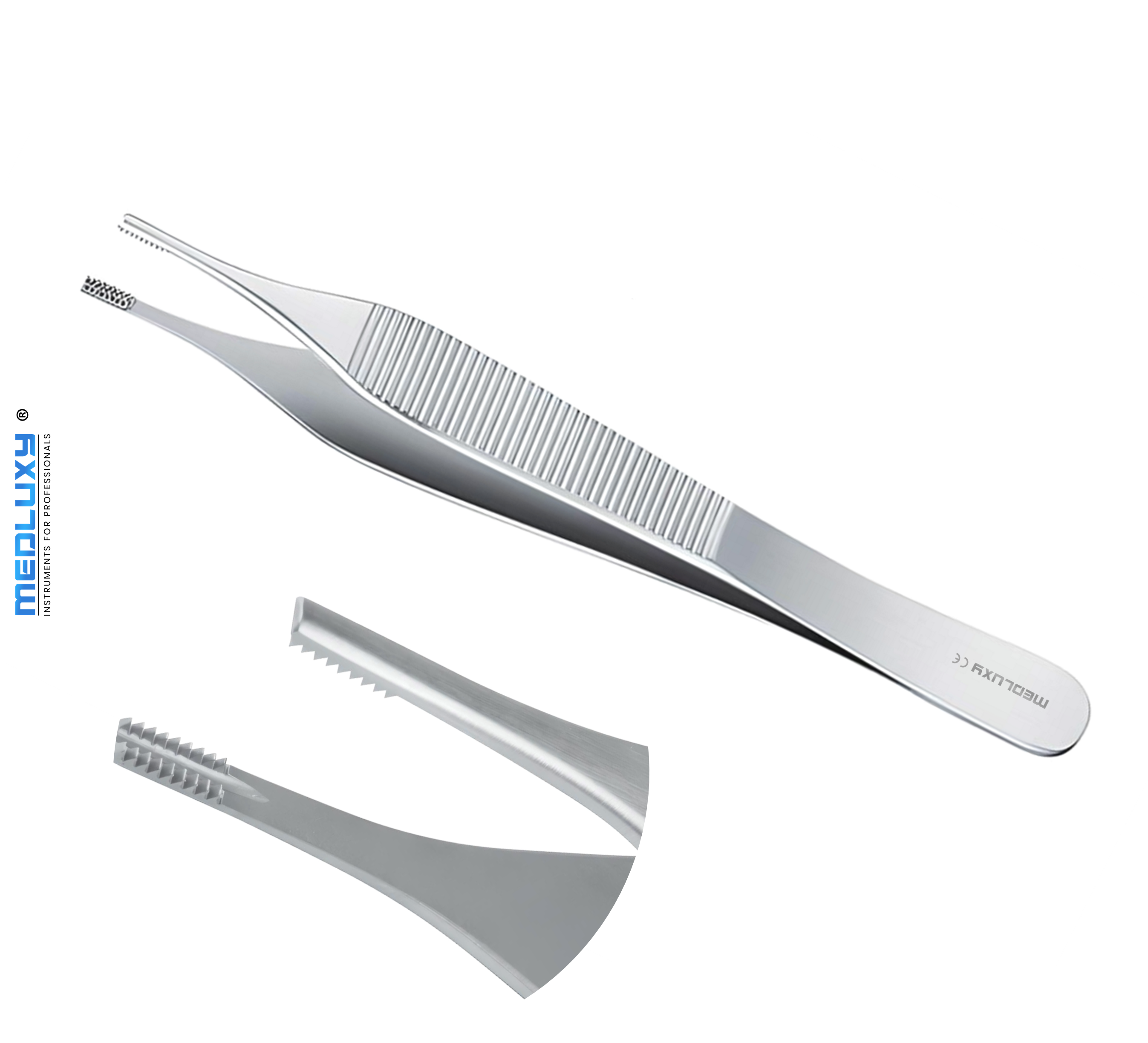 Medluxy - Pincet Adson Brown - 9x9 Tanden - 12 cm - EHBO Verpleegkunde Hechtpincet Weefsel Pincet Tissue Forcep Pince Burcelles