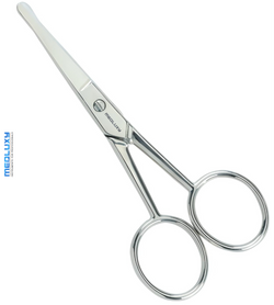 Medluxy - Facial Hair Scissors - for cutting Nose, Eyebrow, Moustache, Beard, Ear Hair - Straight Blades - Right-handed - 11 cm - blunt tip (beard scissors, moustache scissors, eyebrow scissors)