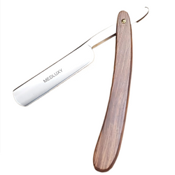 Medluxy - Straight Razor - Stainless Steel Blade - Wooden Handle - *temporarily with storage case [Shavette Barber Razor, Barber Razor, Straight Razor]