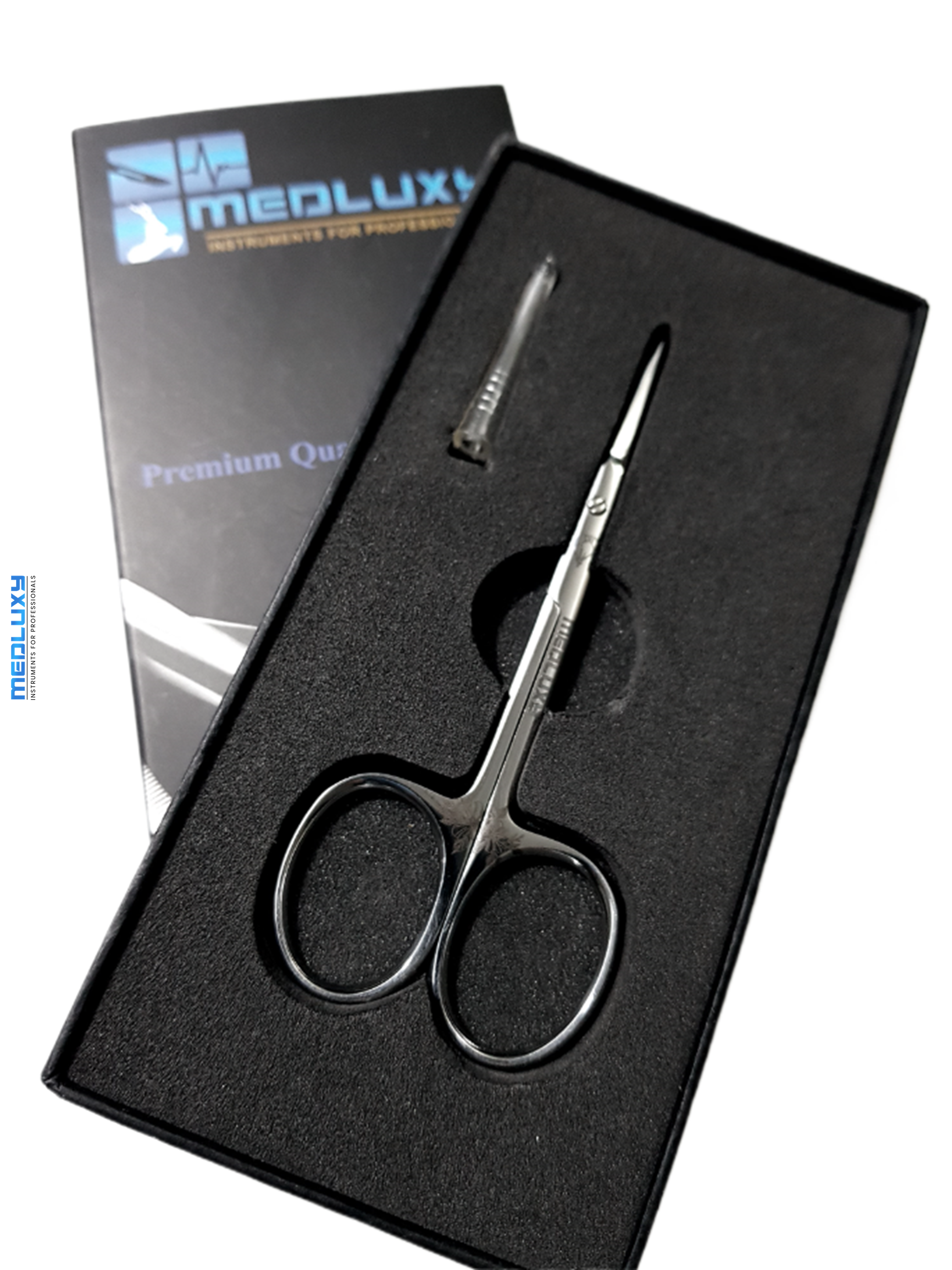Medluxy PRO - Nagelriemschaar (huid- en vellenschaartje) - Gebogen - Micro Fijn Spits / Scherp punt - 10 cm - PM0012 (Nagelriemknipper, Cuticle Cutter, verwijderen van nagelriemen)