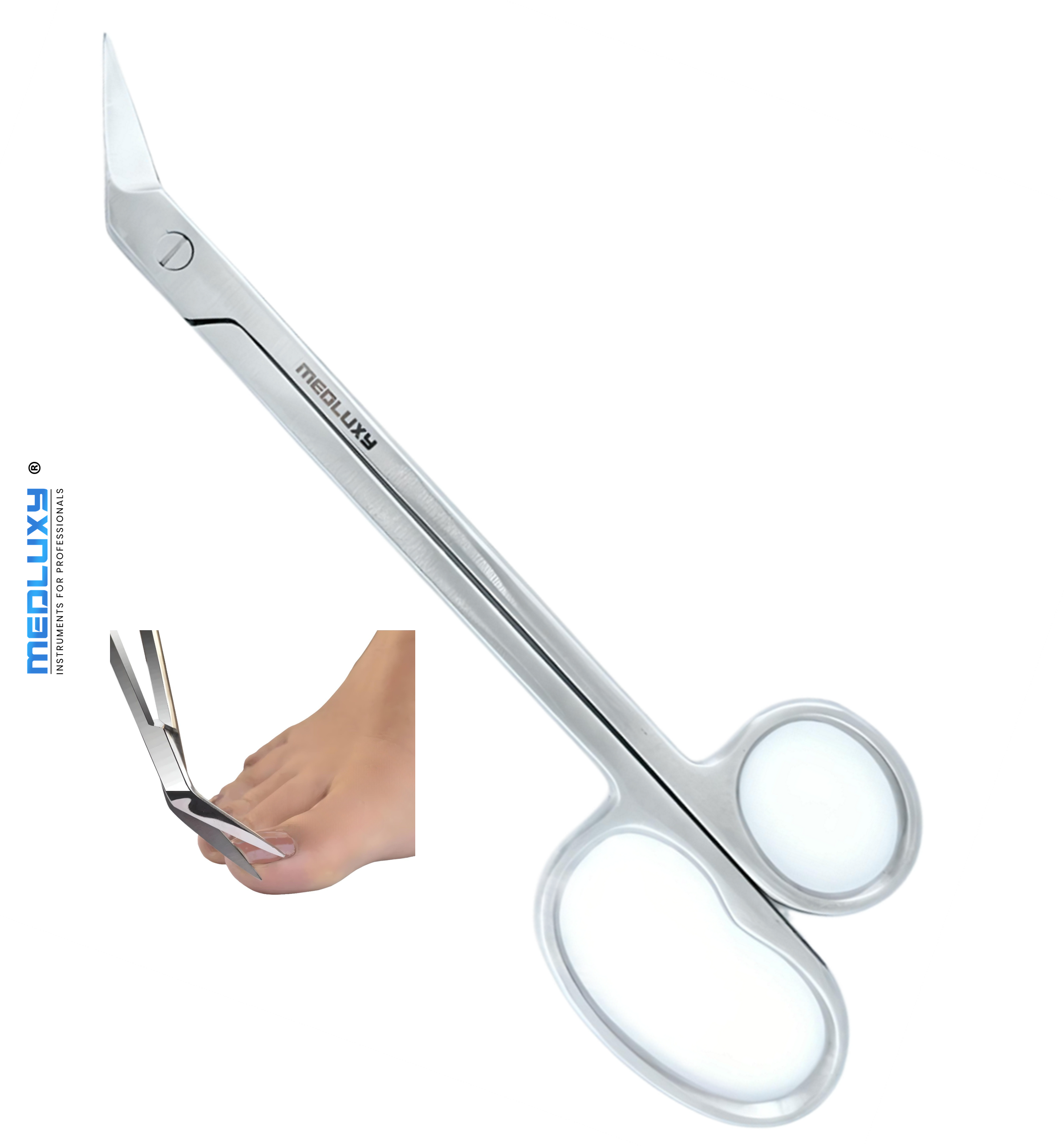 Medluxy Pro - Nail scissors - long handle - stainless steel - 19cm - ergonomic - seniors - pedicure - toenail scissors with long handle - podiatrist