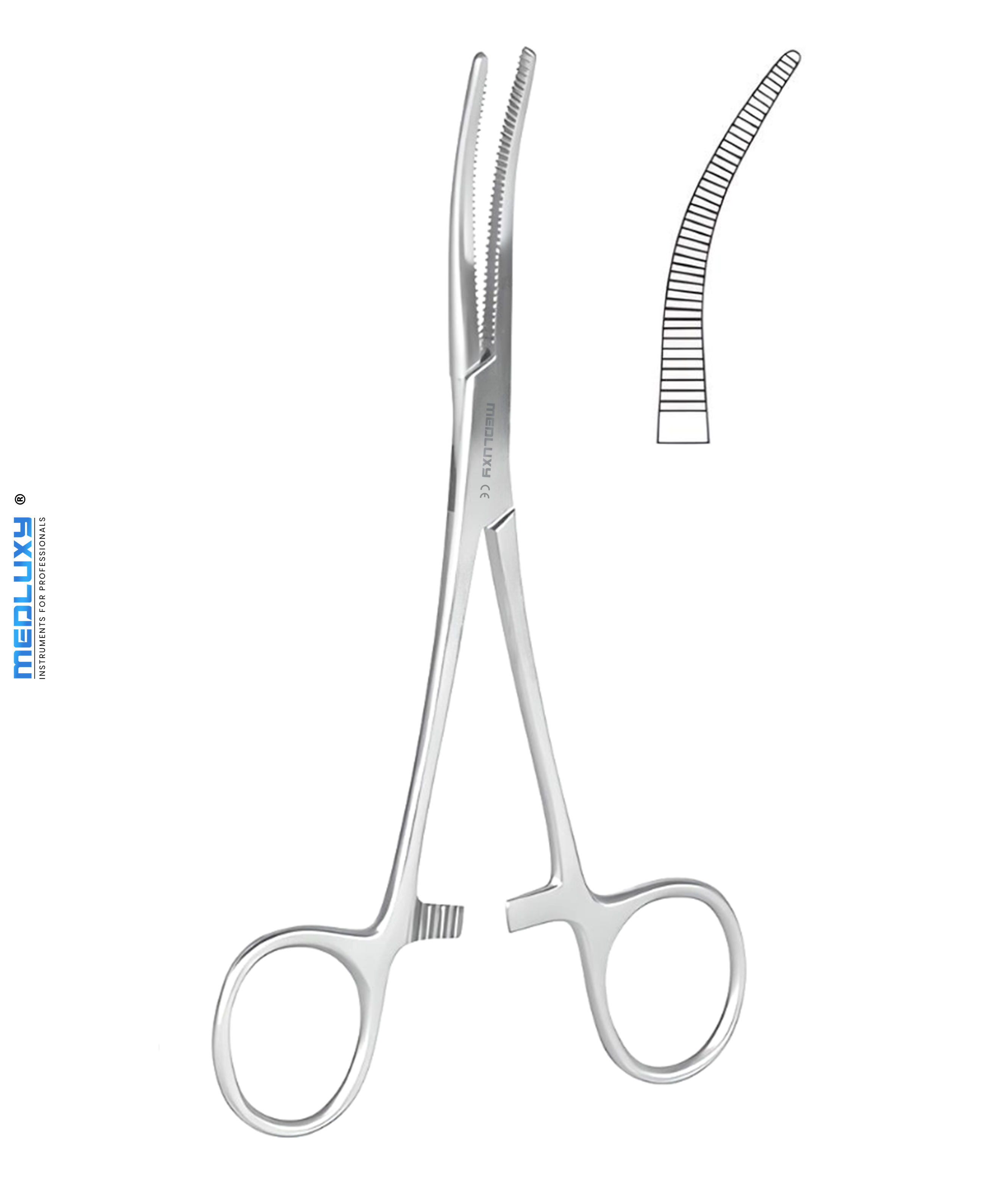 Medluxy - Pean Arterieklem - Gebogen - 24 cm (Klemschaar, Hemostatic Artery Forceps, EHBO, Verpleegkunde, Medische Schaar)