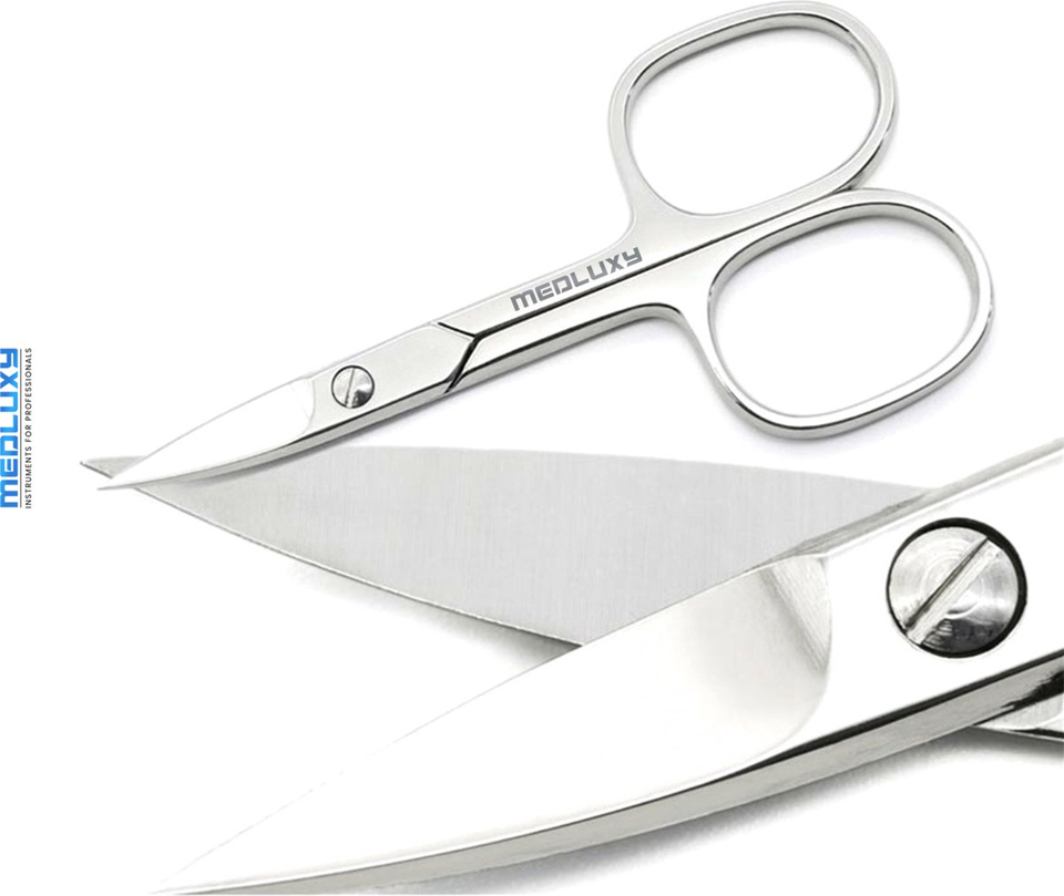 Medluxy - Nail Scissors - 9 cm - Curved Cutting Edge [Sturdy Nail Scissors for Fingernails and Toenails, Pedicure - Manicure]