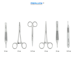 Medluxy- 14-delige Oefen Hechtset - incl. opbergmap en oefenhuid - MD0139 - [Hechten oefenen - Chirurgisch hechten - Leren hechten - Geneeskunde studenten - Dissectie - Immitatiehuid]