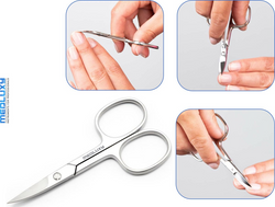 Medluxy - Nail Scissors - 9 cm - Curved Cutting Edge [Sturdy Nail Scissors for Fingernails and Toenails, Pedicure - Manicure]