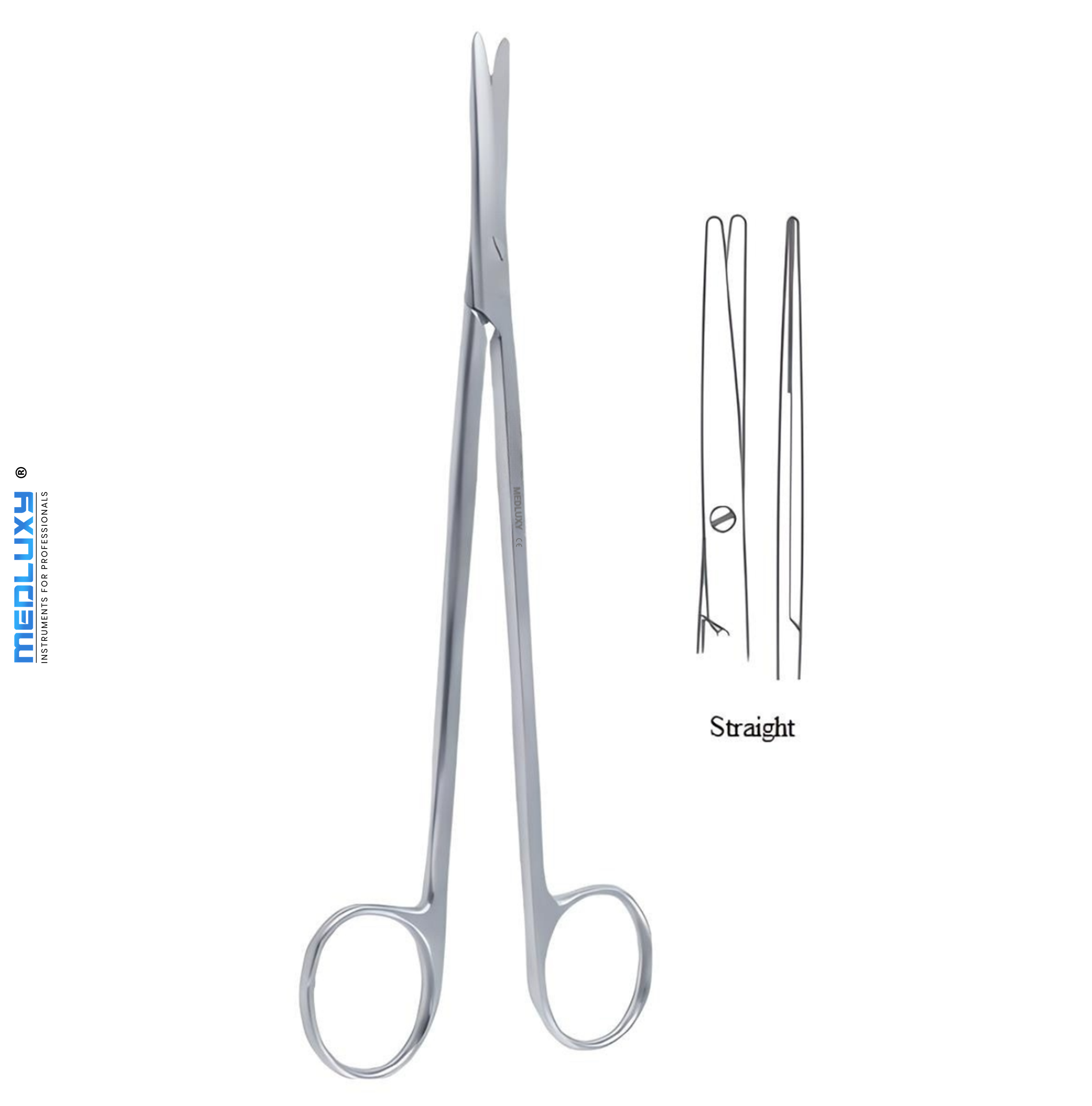 Medluxy - Metzenbaum Prepareerschaar - Recht - 18 cm - Stomp/Stomp - Professionele Kwaliteit (Verbandschaar, Dissectie, Verpleegkundige Schaar, Chirurgische Schaar, EHBO, Verpleegkunde)