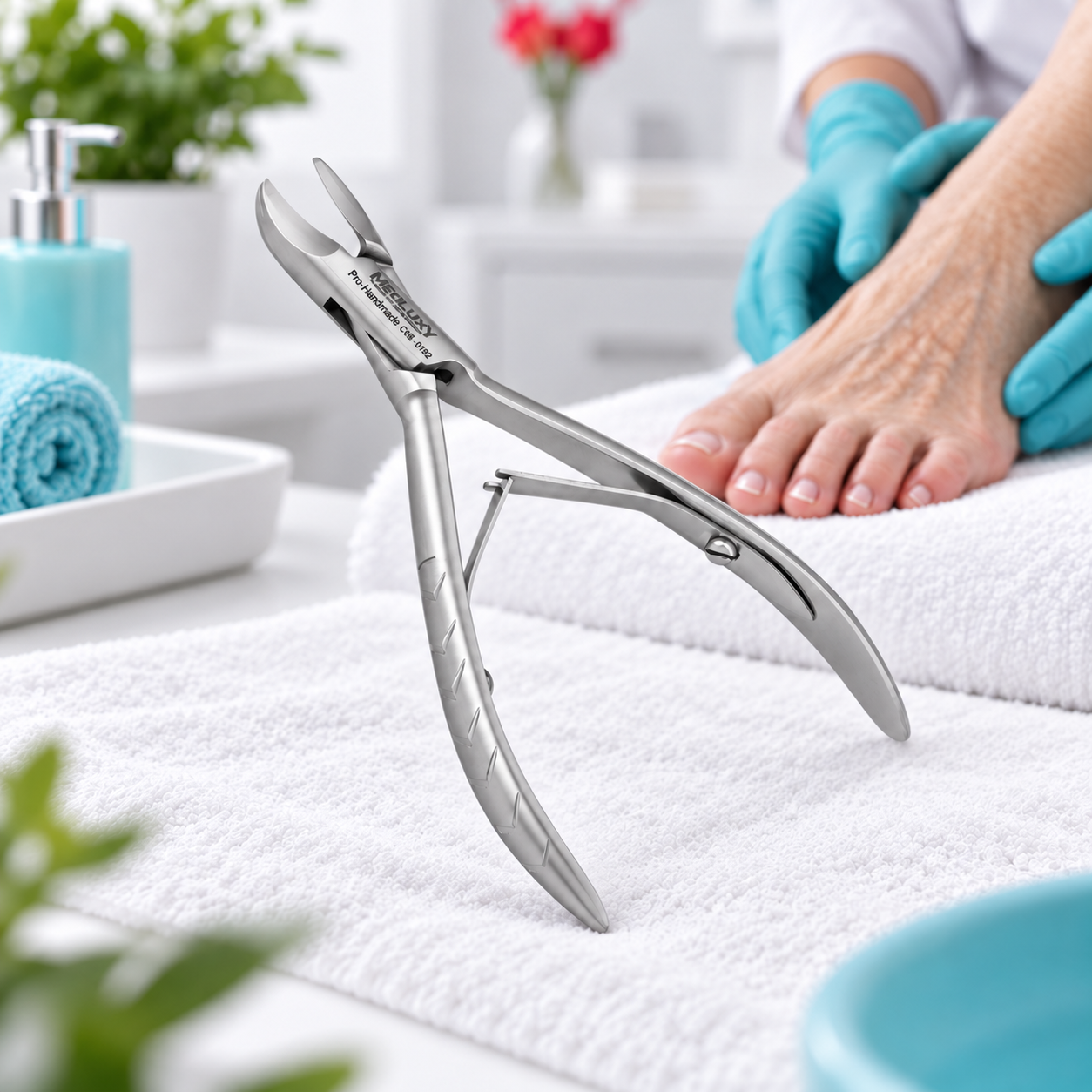 MEDLUXY nageltang voor risicovoeten tijdens professionele voetverzorging