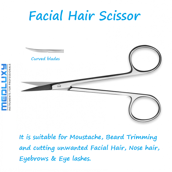 Medluxy - Gezichtshaar Schaar – Gebogen Schaarbladen - 10.5 cm