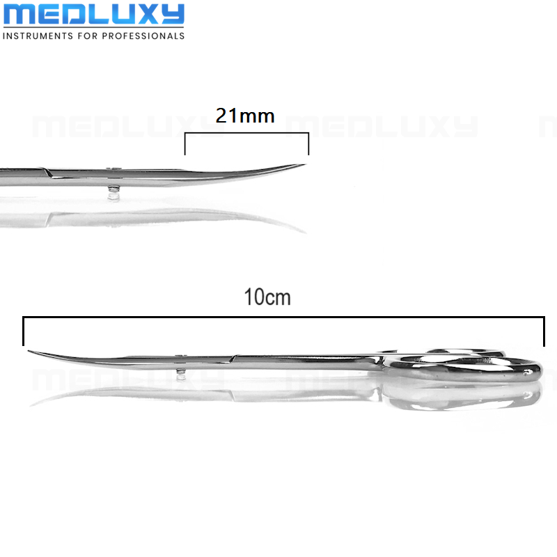 Medluxy semi Pro - Nagelriemschaar (huid- en vellenschaartje) - Gebogen - Spits / Scherp punt - 10 cm - PM0179 (Nagelriemknipper , Cuticle Scissor , nagelriem verwijderen)