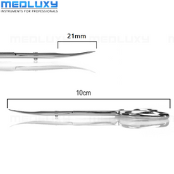 Medluxy semi Pro - Nagelriemschaar (huid- en vellenschaartje) - Gebogen - Spits / Scherp punt - 10 cm - PM0179 (Nagelriemknipper , Cuticle Scissor , nagelriem verwijderen)