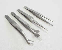 Medluxy Pro - Hobby Tweezers Set - 4 pieces - Stainless steel (model building, hobby, crafts)