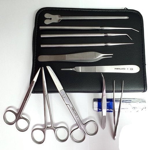 Medluxy - Prepared Dissection Set with 11 Instruments - MD0108 (dissection set, dissecting) Anatomy| Biology (student, hobby)