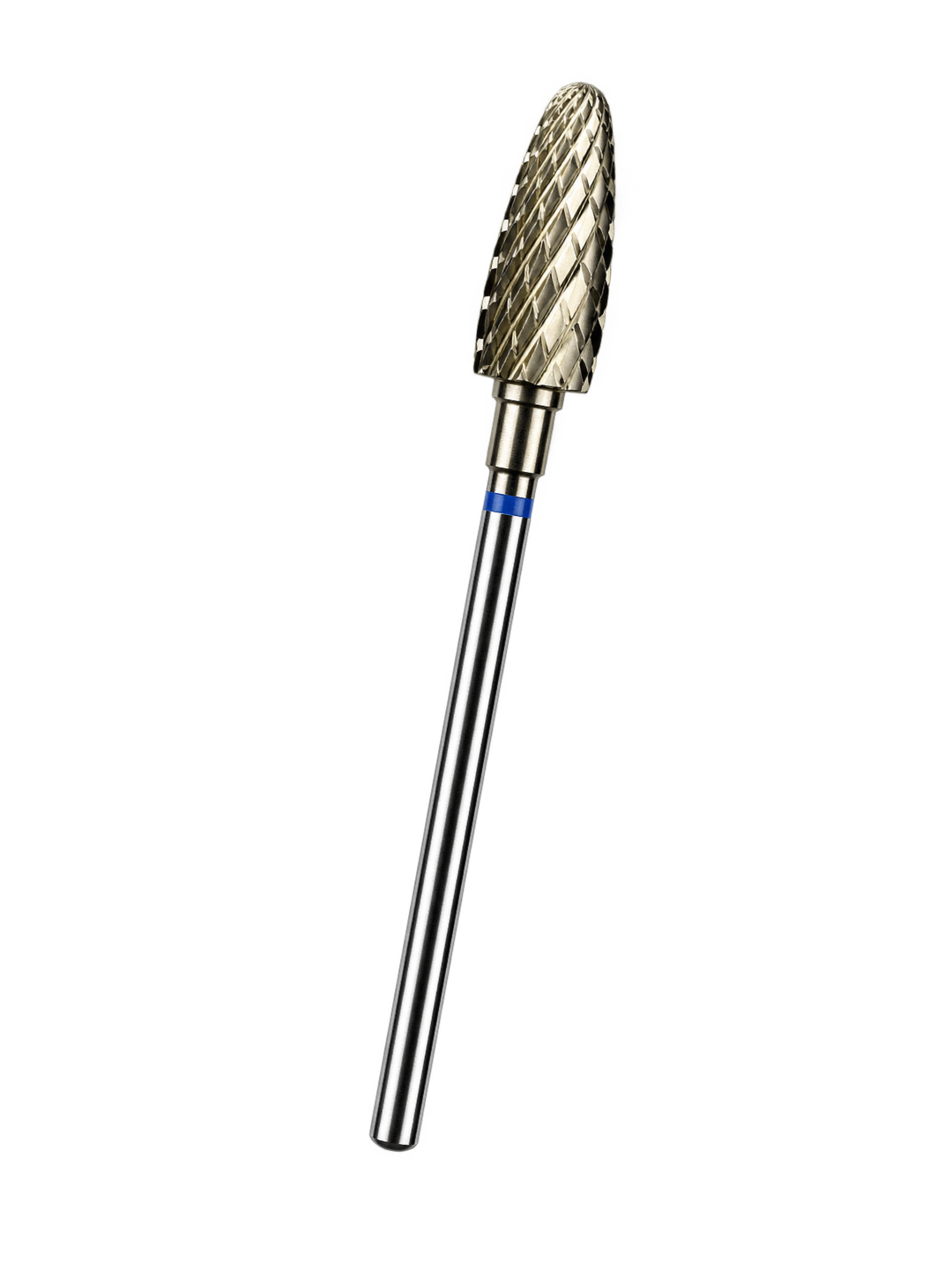 MEDLUXY - Tungsten Carbide - Kegelfrees - Dennenappel- Afgeronde Werkende Kop - Medium - Blauwe Ring - 6 mm - Goudkleurige ZrN-coating