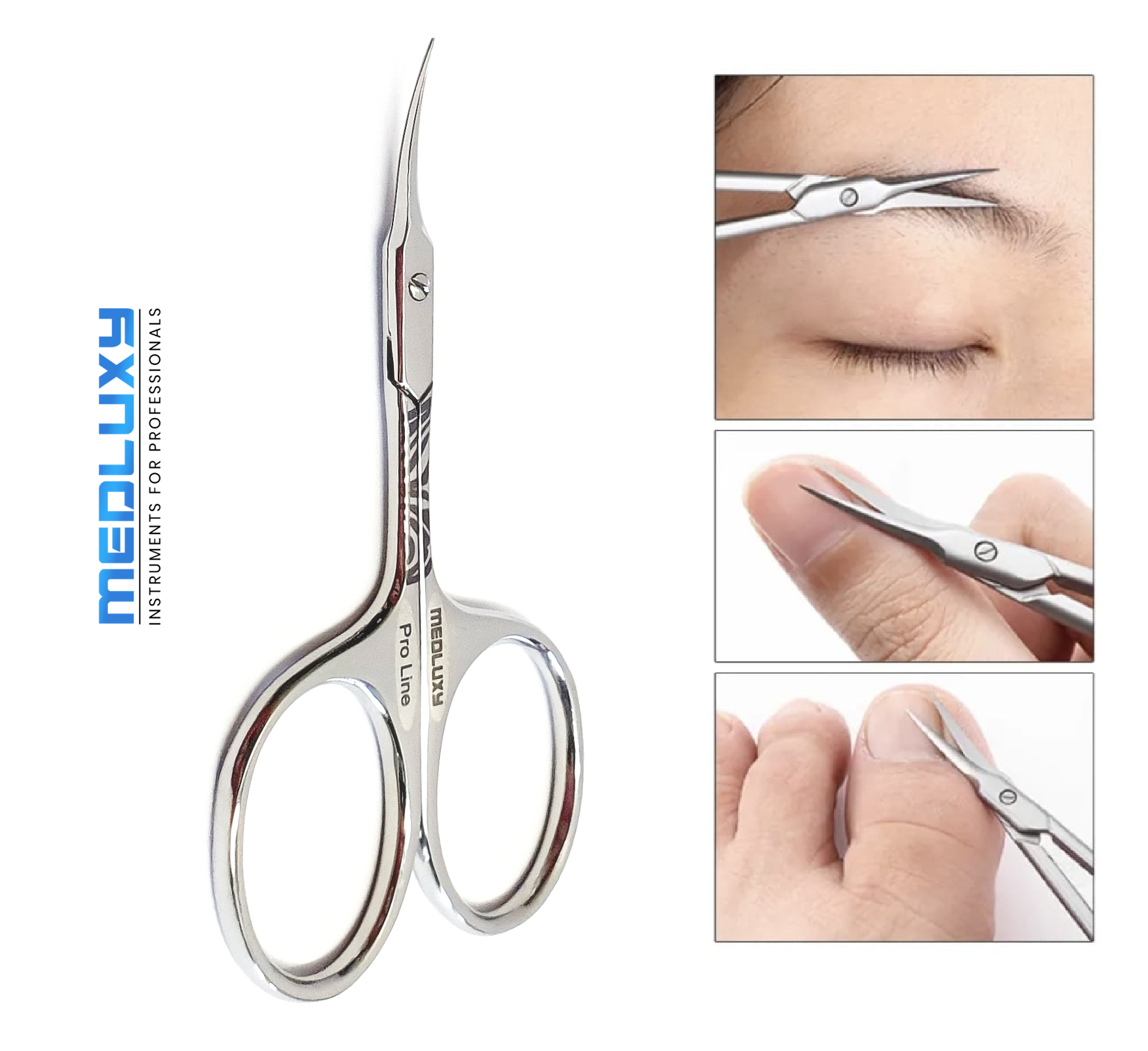 Medluxy Pro - Nagelriemschaar - Gebogen - Spits / Scherp punt - 9 cm - Comfort greep - [PM0567]