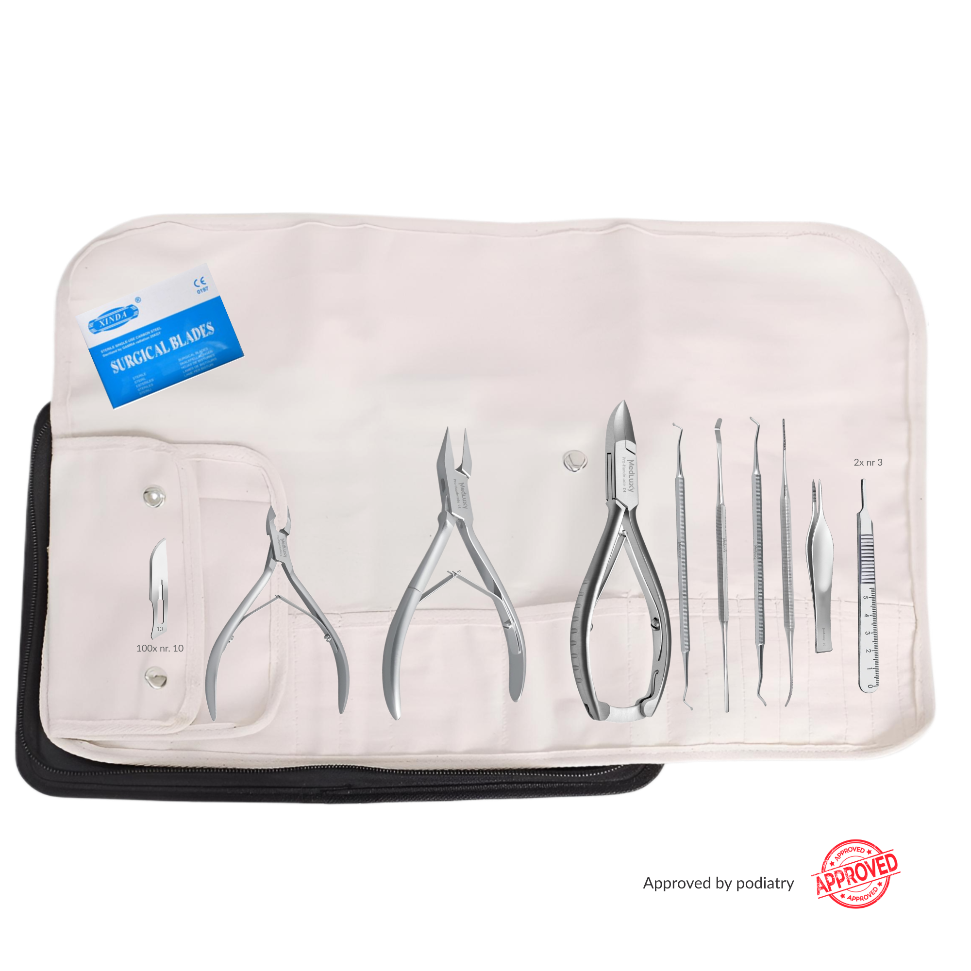 Medluxy - Basic Starter Pedicure Set incl. Case – Professional Pedicure Instruments Set | Value €200+