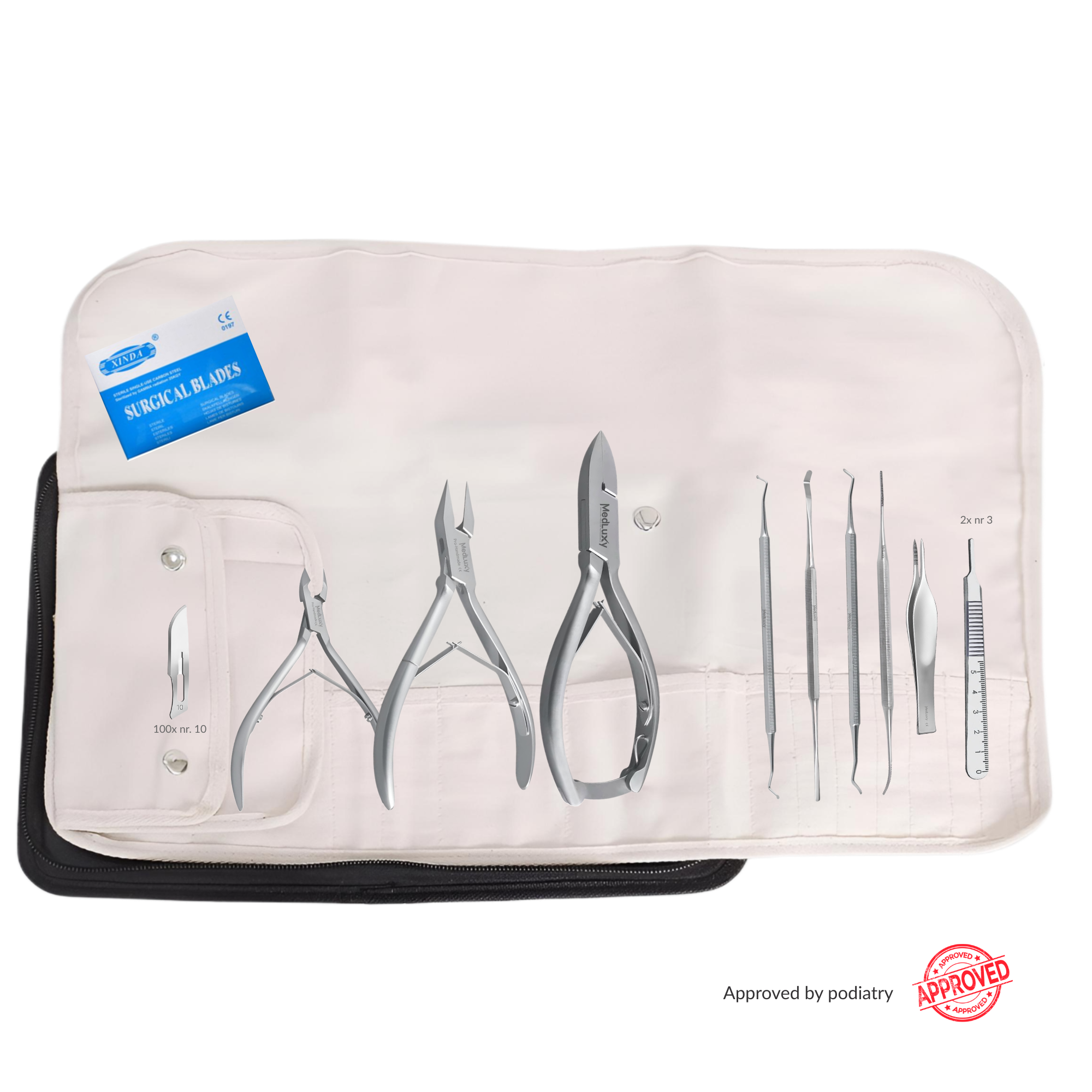 Medluxy - Basis Start Pedicure Set incl. Etui – Professionele Pedicure Instrumenten Set | Waarde €200+