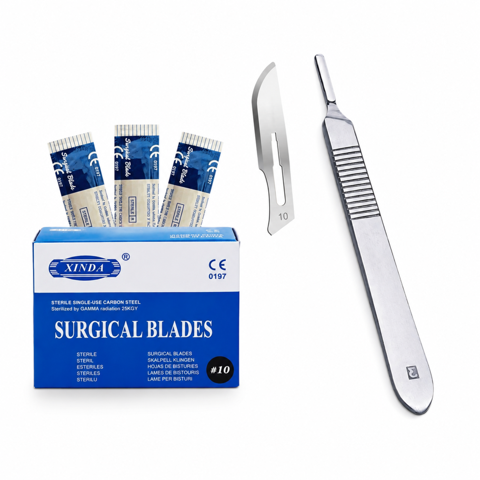 MEDLUXY Precision Starter Set met scalpelhouder nr. 3 en 100 steriele scalpelmesjes nr. 10 voor professioneel precisiewerk