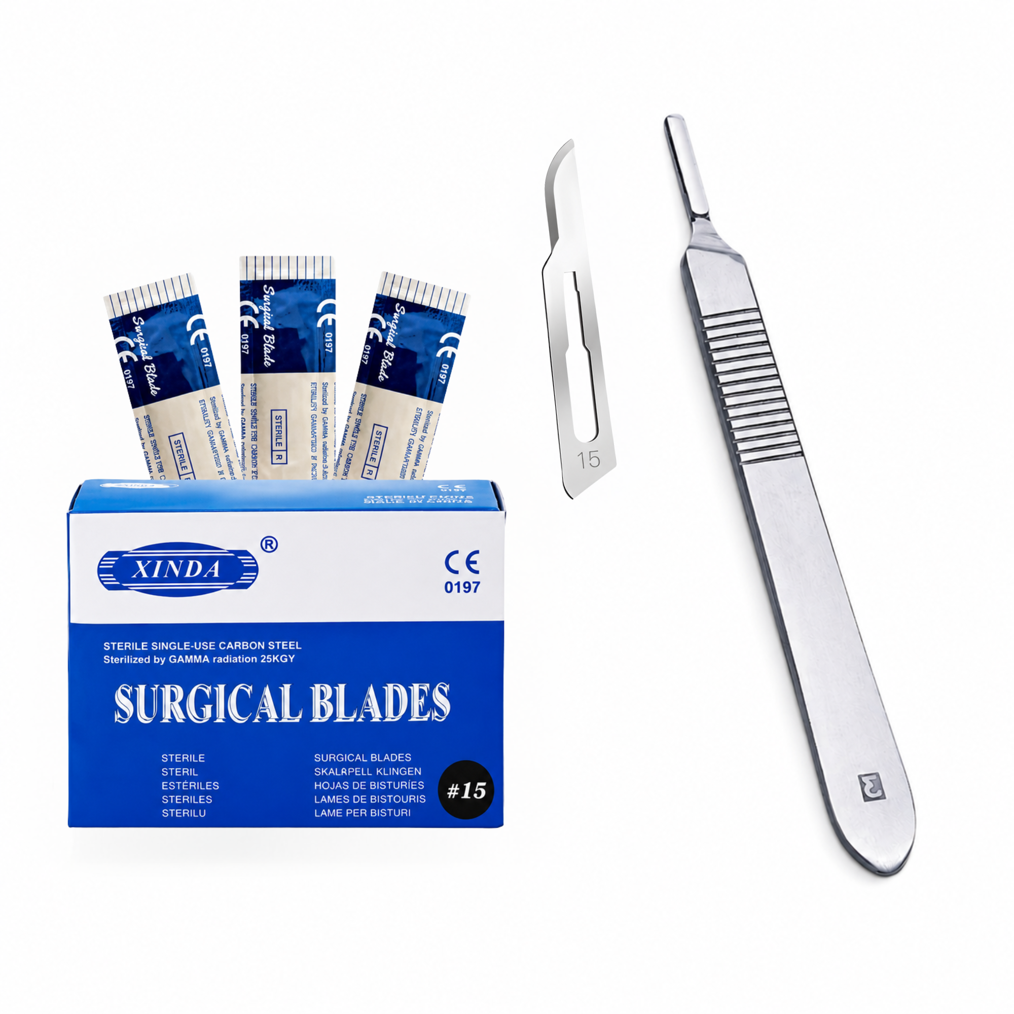 MEDLUXY Precision Starter Set met scalpelhouder nr. 3 en steriele scalpelmesjes nr. 15 voor professioneel precisiewerk