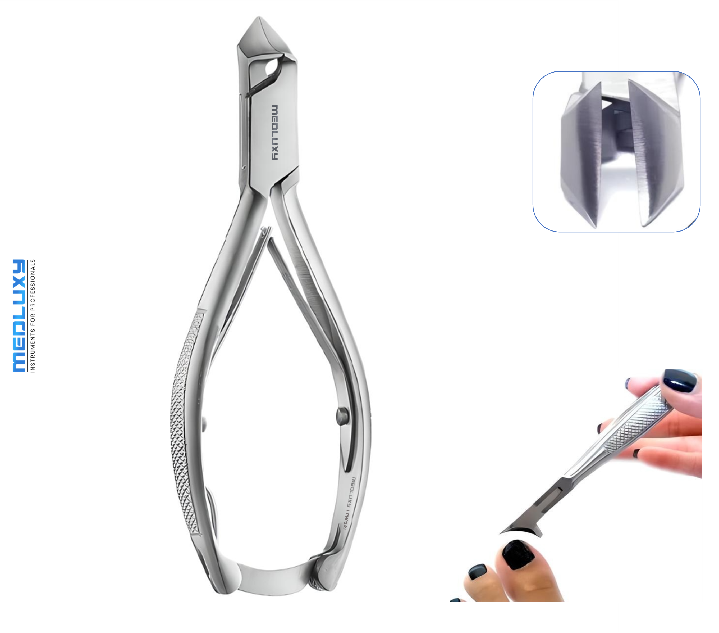 Medluxy - Nail clippers Head pliers (Head clippers, Cross cutting pliers) - 'Full Moon' 14 cm - 21 mm - MP0249 (nail clippers)