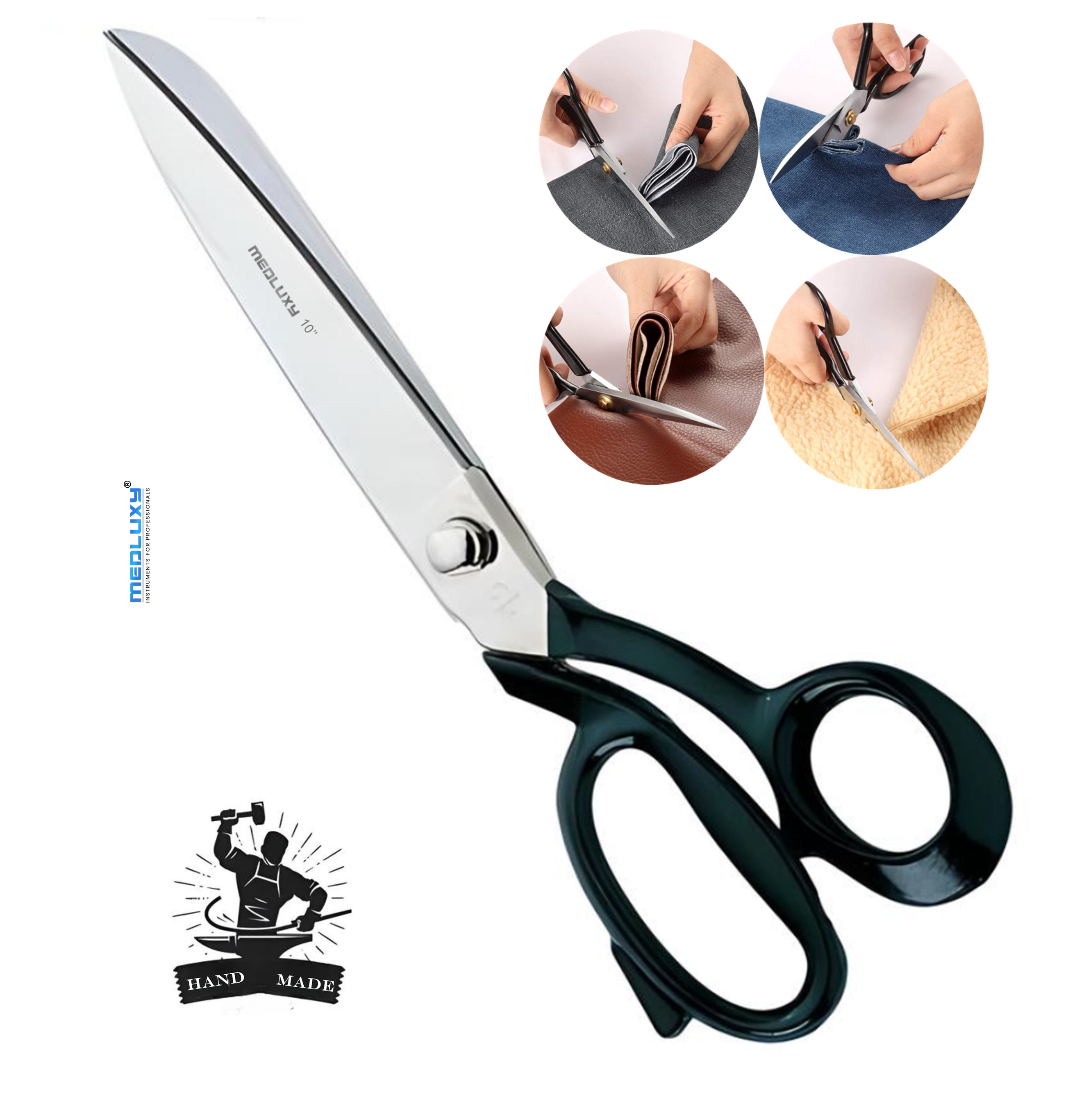 Medluxy Pro - Fabric Scissors - Professional - Comfortable Handle - 10 inch / 25 cm - Right-handed - Hand Made ( Tailor's Scissors, Fabric Scissors, Dressmaking Scissors ) [MH0585]